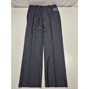 Leonardo Valenti Suit Pants Mens 40x36 Blue 100% Wool Flat Front Unhemmed NWT